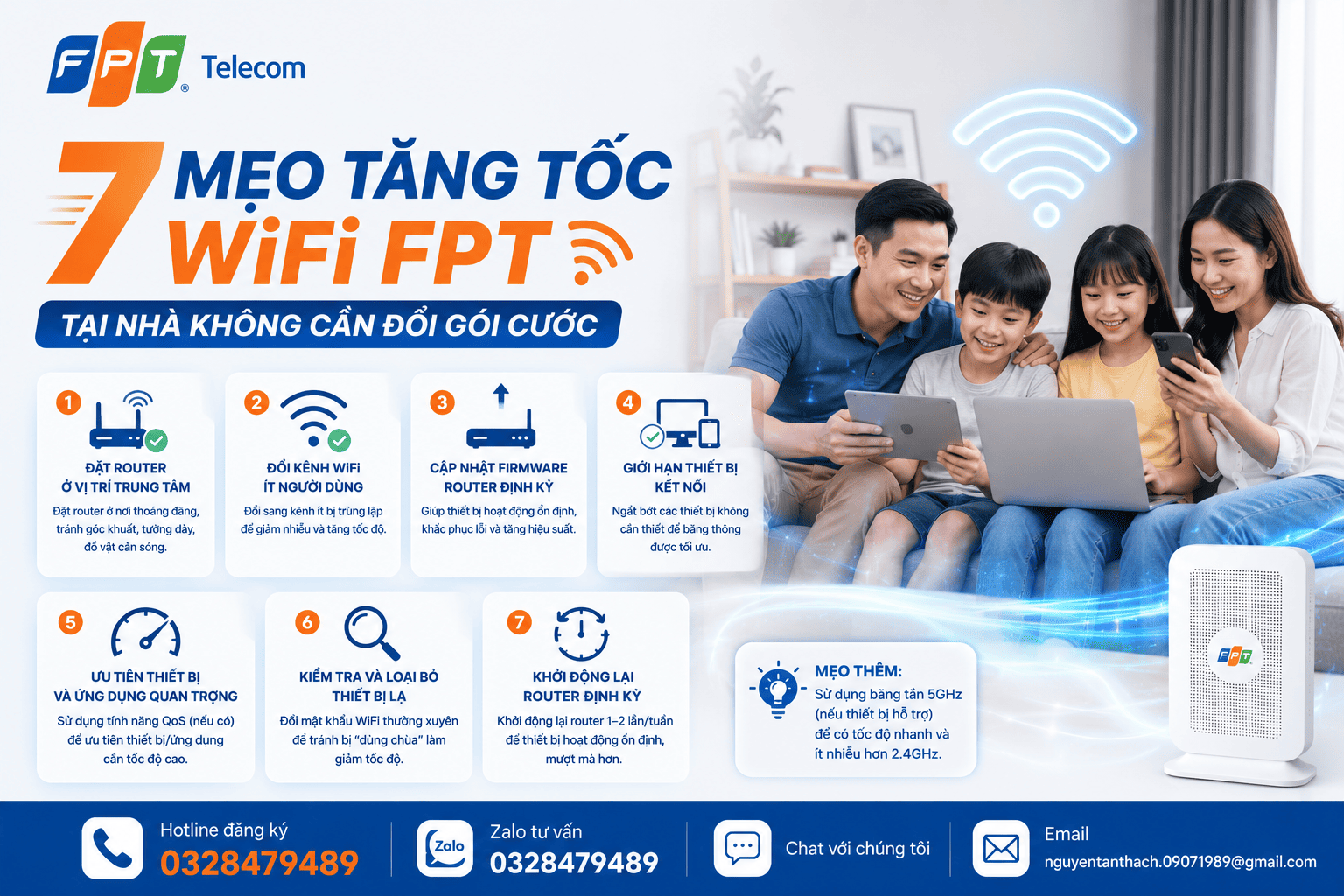 7 mẹo tăng tốc WiFi FPT tại nhà không cần đổi gói cước