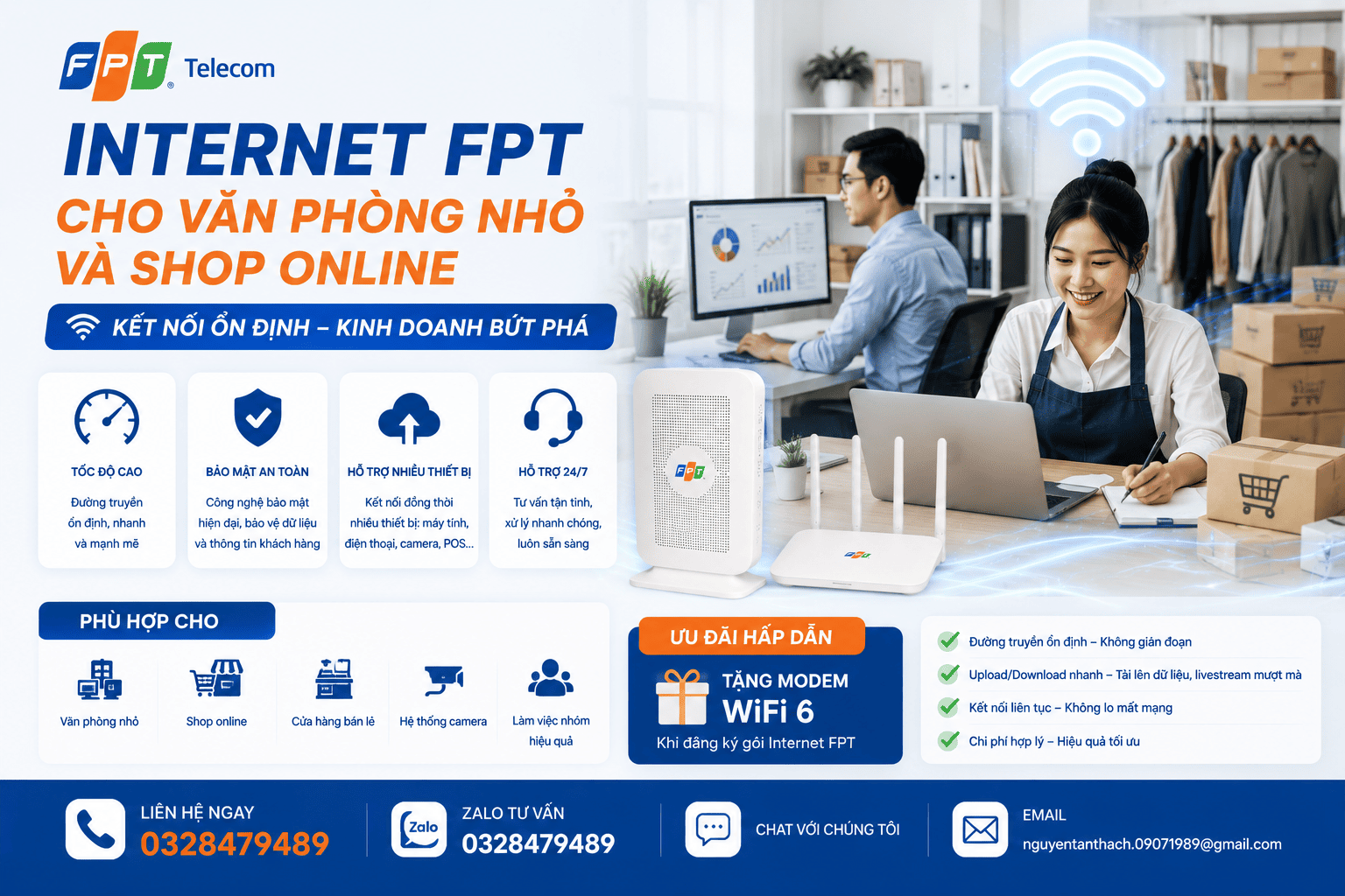 Internet FPT cho văn phòng nhỏ và shop online